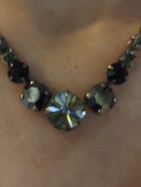 Original Vintage SORELLI Black Faceted Crystal Statement Necklace.